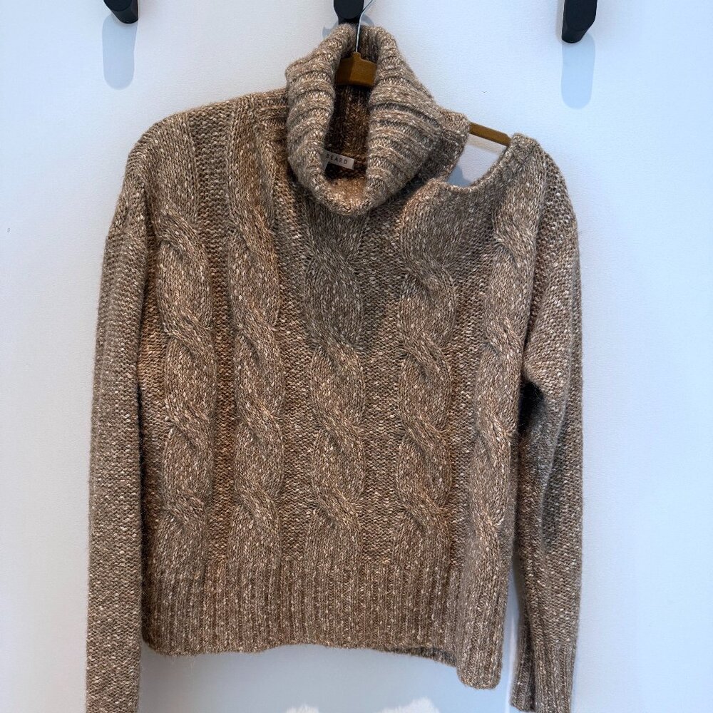 NEW Veronica Beard Stylish Cold Shoulder Cotton/Wool Blend Turtleneck Sweater M